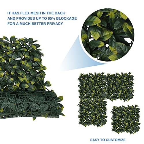 E&K 20" x 20" Artificial Plant Fence Panel Faux Leaves Grass Wall Privacy Screen Panel Decorative for Indoor Outdoor (Laurel, 6 Pcs) - color: Laurel - 01