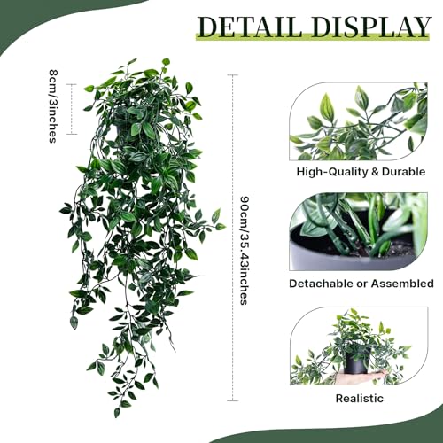 Artificial Hanging Plants for Shelf, Fake Potted Greenery 1-Pack Faux Mandala Vines in Black Pot, Décor for Office Living Room Bathroom Indoor Outdoor - color: 1-pack Mandala Vines