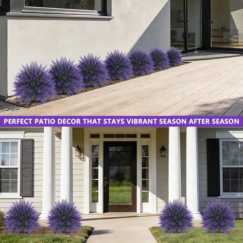 Grooy Artificial Lavender Topiary Ball, Set of 2 Artificial Boxwood Shrub Bushes with Ground Spike, Fake Evergreen Tree for Porch, Artificial Plants for Outdoor Planters Indoor UV Resistant - color: Lavender Ball