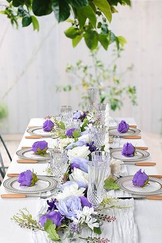 Lvydec Artificial Peony Flower Garland - 6ft Silk Peony Purple Flower Garland Arch Flower Vine for Wedding Party Table Decoration (2, Purple and White) - color: Purple and White