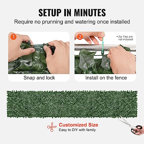 VEVOR Artificial Ivy Privacy Fence Screen, 39 x 198 in Faux Ivy Vine Leaf Hedges Fence, Greenery Privacy Fence with Mesh Cloth Backing, Green Wall Decoration for Outdoor Garden, Yard, Balcony - color: Ivy with Green Mesh Backing, size: 39 x 198 inch