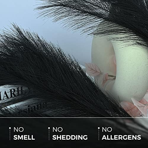 U-LIAN 12Pcs Black Faux Pampas Grass, Fake Fluffy Pompas Floral 24 Inches Bendable, With 36 Branched Stems, Exquisite Home And Wedding Boho Decor, Artificial Flower Dried Plants For Vase - color: Black, size: 24"-12 PCS