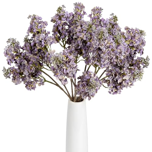 4PCS 25.6inch Lilac Artificial Flowers Light Purple Fake Delphinium Long Stem Real Touch Flower Faux Lilac Floral Arrangement for Tall Vase Table Centerpieces Wedding Home Decoration（Light Purple） - color: 25.6inch Light Purple