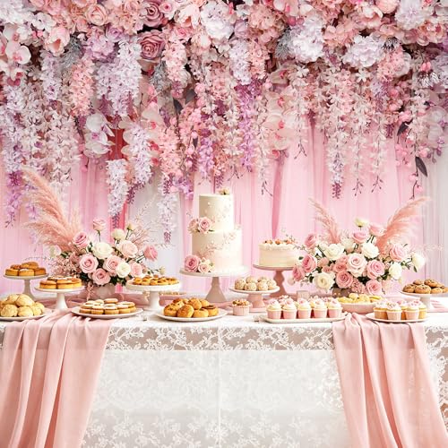 8x6ft Floral Backdrop Girl Pink Rose Flower Wall Decor Romantic Bridal Shower Wedding Anniversary Photo Background Floral Party Decorations Dessert Cake Table Banner Props - size: 8x6ft