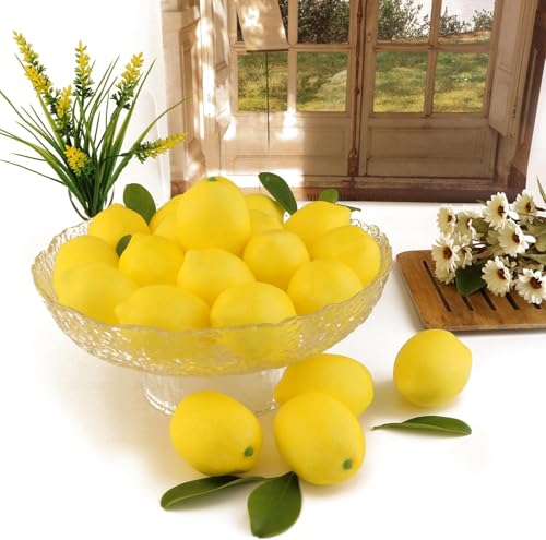 9PCS Artificial Lemon, Realistic Fake Fruit Lemon Ornaments, Summer Fruit Party Photography Teaching Props for Home Kitchen Table（Yellow） - size: 9PCS