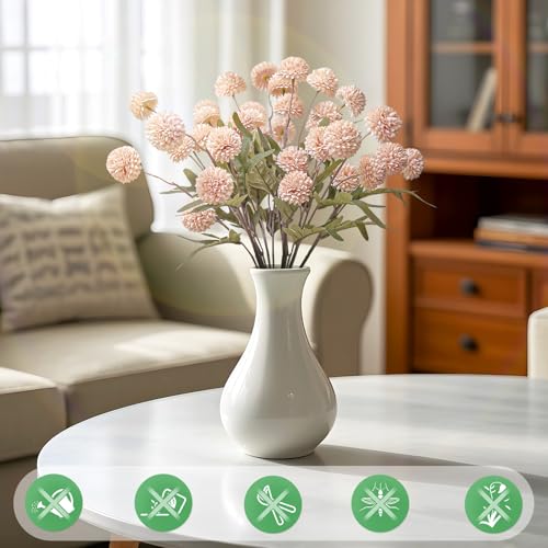 Fake Flowers, 10 Pack Bundles 50 Blossoms Artificial Flowers Perfect for Living Room Decor, Elegant Table Centerpieces & Modern Room Decor Aesthetic, Pink - color: Pink