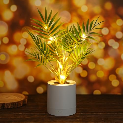 WSYEAR Artificial Lighted Areca Palm Tree Lamp Night Light for Womens Christmas Birthday Gifts, DIY Bonsai Decor, Perfect Ideal for Ambiance Wedding Party Bedroom Bar Coffee Shop Decor Light - color: Areca Palm Tree