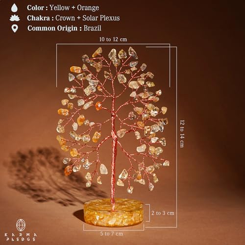Citrine Crystal Tree of Life Birthday Gifts for Women, Men, Friends, Handmade Chakra Healing Crystals Tree for Home Office Decor, Positivity, Good Luck, Money, Unique Gifts for Her Mom, Sister, Dad - color: Orgone Base Citrine Crystal Tree
