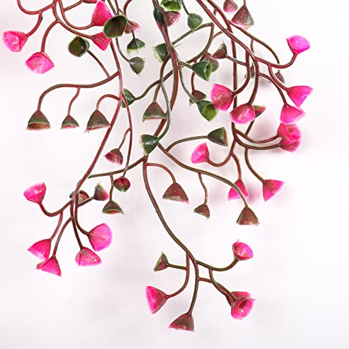 RECUTMS Hanging Fake Vine Plants 4 Pcs Artificial Large Garland Faux Flower Ferns Plant Baby Breath Ivy Room Wall Decor Home Office Garden Wedding Party Indoor Outdoor Decor (Pink) - color: Pink