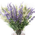 hanlongyu Lavender Flowers Wedding Decorations Bouquet Pack of 4, Artificial Lavender Fake Flower Plants Fall Outdoor Decor, Faux Flowers for Wedding