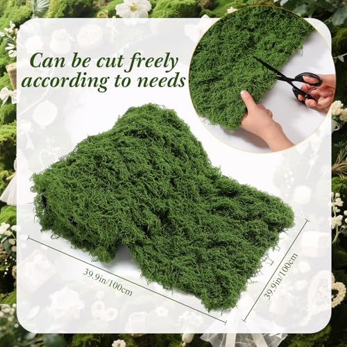 Zeyune 1 Pcs Artificial Moss Table Runner for Wonderland Tea Party Decoration Fake Moss Sheet Roll Waterproof for Enchanted Forest Fairy Decor Holiday Garden Wedding Birthday (39 x 39 Inch,Green) - color: Green, size: 39 x 39 Inch