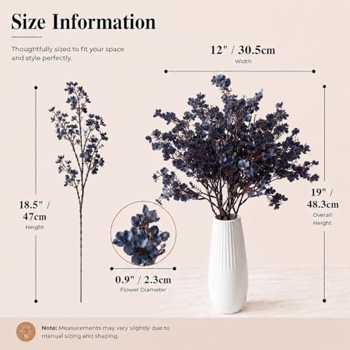 Mandy's 6 Bundles Artificial Dusty Blue Baby’s Breath Flowers | 18.5 Inch Silk Gypsophila European Style Modern Home Decor Centerpiece Neutral Wedding Flower Arrangements - color: Dusty Blue