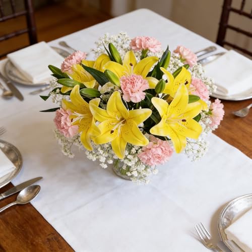 Kimura's Cabin 6Pcs Fake Lilies Artificial Flowers Real Touch Faux Tiger Lily with Stems Fake Lilys Plants for Easter Floral Arrangements Wedding Bouquet Home Table Centerpiece Decor (Yellow) - color: Yellow