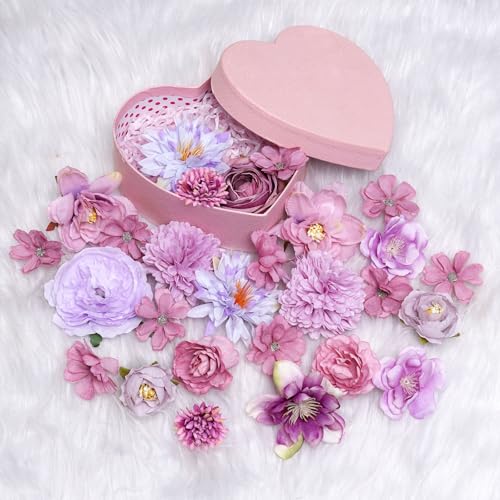Faux Flower Small Artificial Flower Wedding Party DIY Home Decoration (27, Purple) - color: Purple