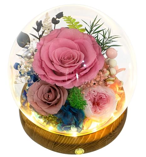 Valley of Rain & Forest Long-Lasting Real Flowers With Delivery | Unique Floral Gift For You to Send Love for All Occasions, Aesthetic Home Decor (Forever Preserved Pink Rose Arrangement) - color: Sweet Pink Rose, Cappuccino Rose, Austin Rose