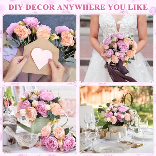Yunsailing 8 Pack Artificial Peony Flowers Faux Silk Hydrangea Bouquet Wedding Home Table Decor Reusable Bouquet of Rose Flower for Birthday Wedding(Peach Pink Purple) - color: Peach Pink Purple, style: Peony