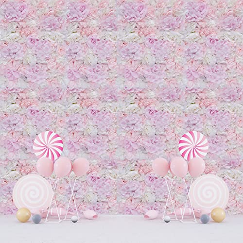 Artificial Flower Wall,Floral Background Decoration Panel,Flowers Panel Decor,Artificial Silk Flower Wall Panel,Faux Flowers Combo Set for Banquet,Wedding 23.62*15.74in 12Pcs (Pink and White) - color: Pink and White