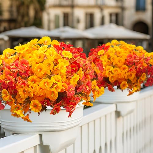 Grunyia 16 PCS Outdoor Fall Artificial Flower - Autumn Thanksgiving Halloween Porch Decor, Faux UV-Resistant Plants for Front Door, Wall, Fence, Fireplace Mantel Decorations - color: Fall Mix