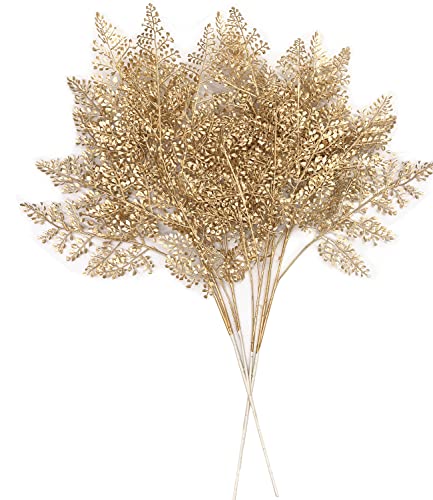 Artificial Golden Plants Fake Gold Star Ginkgo Leaves - Tall 30 Inch 2 Pack, Faux Bushes Simulation Small Apricot Leaf for Christmas Decor Indoor Outdoor Party Wedding DIY Table Centerpiece Decoration - color: (Tall) Gold Star Ginkgo Leaves - 2 Pcs