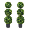 Lvydec 2 Pack Artificial Boxwood Topiary Tree, 3ft Topiary Ball Tree Potted Plants Decoration for Front Door Porch Home Living Room, Indoor/Outdoor Use