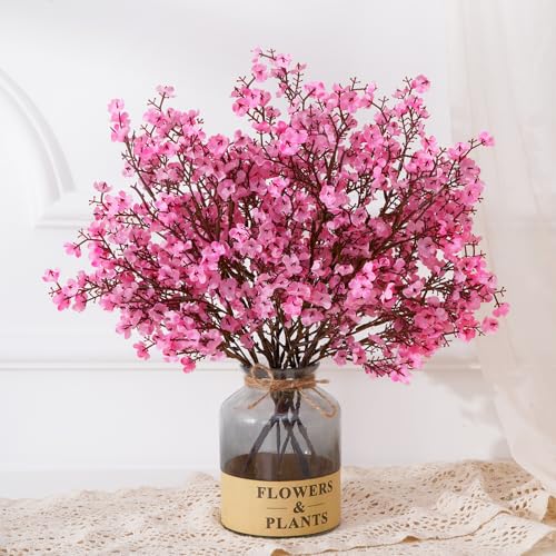 Yastouay Pink Fake Flowers Artificial Flowers, 10 Pcs Real Touch Silk Flowers Faux Flowers for Decorations, Babys Breath Artificial Flowers Bulk for Spring Decor Floral Arrangement - color: Pink, size: 10 Pcs