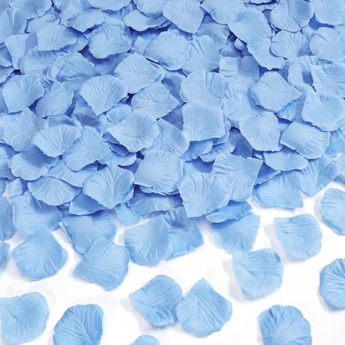 1000 Pcs Rose Petals Artificial Silk Flower Petals Romantic Decorations for Wedding Engagement Birthday Event Anniversary Party Backdrop Supplies Light Blue - color: Light Blue