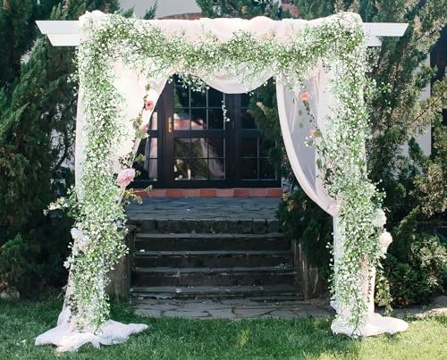 RECUTMS Artificial Hanging Vines Garland Faux Ferns Leaves Ivy Garland Fake Plant Greenery 2Pcs for Summer Home Indoor Outdoor Wedding Farmhouse Mantle Table Centerpiece Graduation Party Decor(White) - color: White-garland
