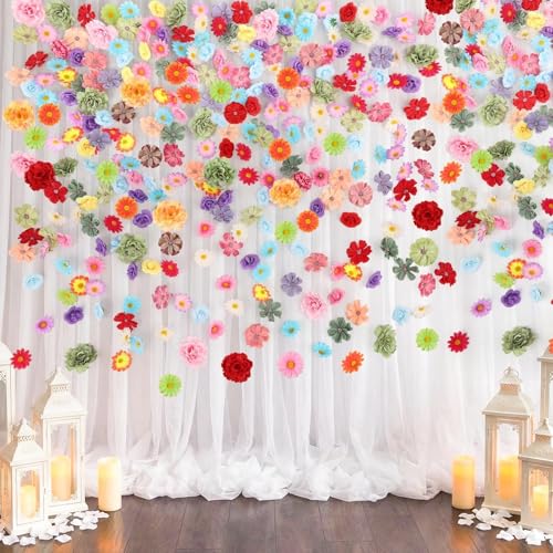 310Pcs Fake Flower Heads Mini Artificial Flower Bulk Silk Flowers for Decoration Small Faux Flower Heads Fabric Daisy Buds Floral for Crafts DIY Wedding Party Baby Shower Home Decor (Bright Colors) - color: Bright Colors