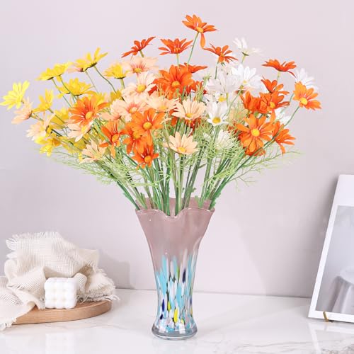 9.0" H Blush Glass Vases for Flowers, Unique Hand Blown Glass Vase Blush Home Decor, Wide Mouth Colorful Flower Vase Centerpieces, for Living Room Table Bookshelf, Bathroom Office Shelf Decorative - color: Blush