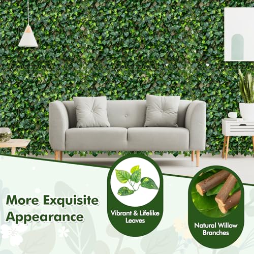 Happygrill Expandable Fence Privacy Screen, Decorative Faux Ivy Fencing Panel for Backdrop, Sun-Protective Indoor Outdoor Artificial Hedge for Garden Balcony Home Patio Decoration (Green Ivy)