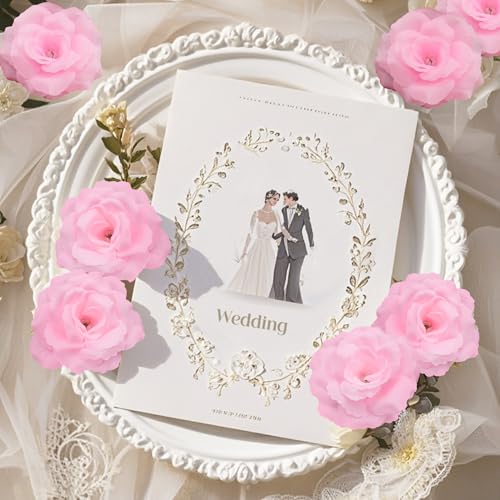 Rose Artificial Flowers, 50Pcs Pink Roses Head Flowers Bulk with Stem, 3 Inches Silk Rose Fake Flower Head for Wedding Party Home Decor DIY Baby Shower Centerpieces Tables Decoration(Light Pink) - color: Light Pink