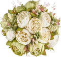 Mkono Peonies Artificial Flowers, 2 Packs 13 Stems Faux Peony Flowers Real Touch Fake Silk Bouquet for Arrangements Dining Table Centerpieces for Kitchen Bridal Wedding Party (2, New Green) - color: New Green