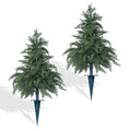 Yangrass 2 Pack 24" Cypress Topiary Trees Artificial Outdoor with Ground Spike, UV Resistant Fake Shrubs Bushes Faux Cedar Pines Trees, Real Touch Faux Evergreen Plants for Home Front Porch Garden - color: Cypress