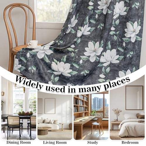 MYSKY HOME Floral 95% Blackout Curtains 54 Inches Long 2 Panels Black Out Thermal Insulated Privacy Protect Modern Flower Print for Samll Window, Pack-2, 52" W Each Panel, Deep Grey - color: Deep Grey, size: 52"W x 54"L (Pack of 2)