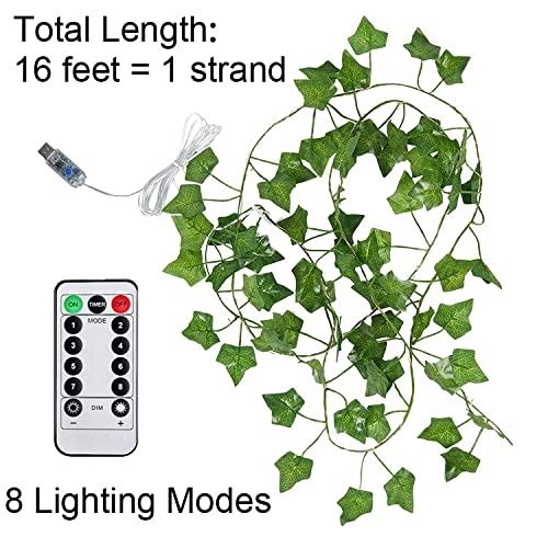 21ft Fake Vines with 50 LED USB String Lights, Artificial Plants, Room Decor, Hanging Ivy Greenery Garland, Leaves for Balcony/Wall/Garden/Patio Decor - size: 21FT USB Powered