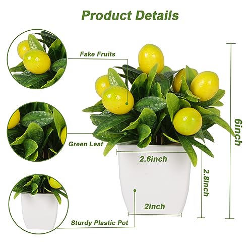 4 Fake Potted Plants Small Artificial Fruit Plants with Pots Lemon 2pcs Strawberry 2pcs Potted Plants for Indoor Decor Outdoor Garden Decorations - color: Type C