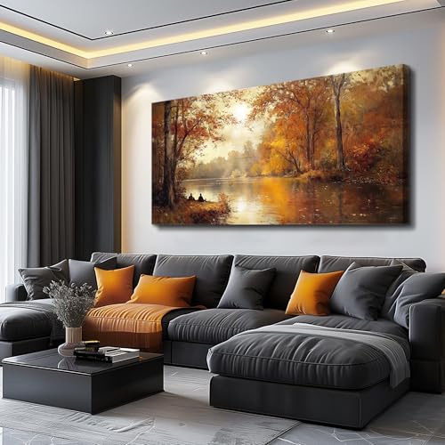 FUHAIHUA Canvas Wall Art For Living Room Large Wall Decor For Office Modern Bedroom Decorations Saffron Yellow Tree Landscape Pictures Forest Paintings Artwork Ready To Hang Home Decor 30"x60" - color: Yellow Tree, size: 60"L x 30"W
