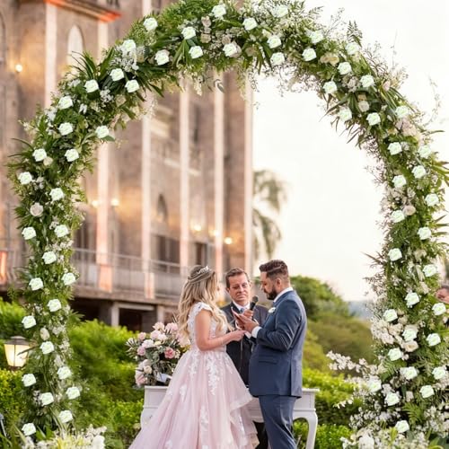 4Pcs Artificial Rose Vines Fake Flowers Garland with Green Leaves Faux Hanging Floral Plants for Home Bedroom Garden Decor,Christmas Anniversary Wedding Birthday Party Decoration (White) - color: White, size: 4Pcs-large rose
