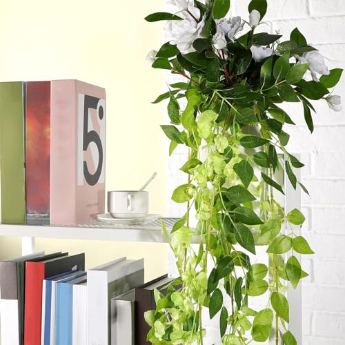 Syhood 4 Pieces 26 Ft in Total Green Wisteria Garland Hanging Flowers Artificial Vine Wedding Silk Wisteria Hanging Flower for Wedding Arch Home Garden Party Outdoor Decor - color: Green