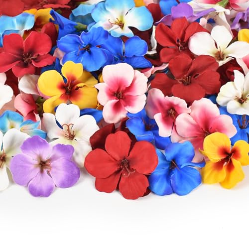 50PCS Artificial Orchid Flower Heads, Fake Orchid Flowers Head Silk Bulk Flower for Craft Bridal Hair Clips Dress Party Supply Table Decorative (Mix Colour)