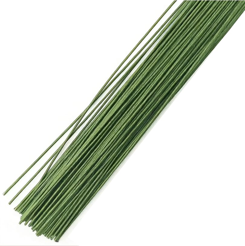 Floral Wire Stems 200pcs 15.7 Inch Artificial Flower Stems, Dark Green Flower Wire, Fake Flower Sticks for Paper Flower, Bouquets, Wreaths and DIY Projects (Dark Green（0.035inch，200PCS）) - color: Dark Green（0.035inch，200pcs）