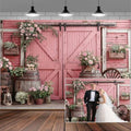 5x3ft Country Wedding Pink Photography Backdrop Rustic Wooden Barn Door Photography Backdrop Farmhouse Flower Western Girl Birthday Baby Shower Wedding Bridal Party Banner Photo Booth Props Background - color: Multi7, size: 5X3FT