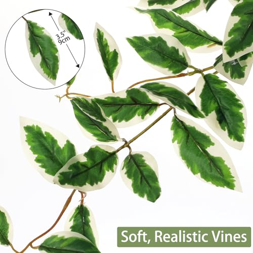 DILATATA Fake Plants Artificial Potted Plants 20 Inch Faux Peperomia Ivy Vine Plant Hanging Plant for Home Office Desk Shelf Indoor Outdoor Decor - color: Peperomia-green&white