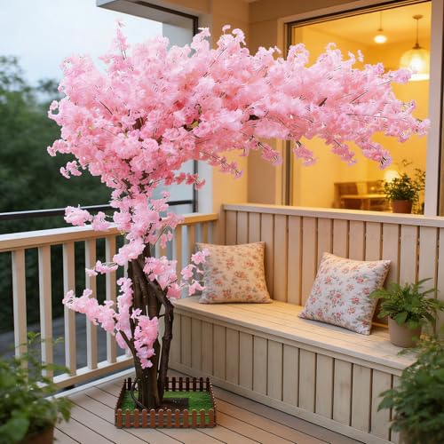 Artificial Cherry Blossom Tree 8.2 ft Tall Indoor Faux Pink Flower Tree,Big Fake Japanese Cherry Blossom Trees,Arbol De Cerezo Artificial Grande,Faux Sakura Tree for Outdoor Garden Party Wedding - color: Pink, size: 8.2x6.6ft