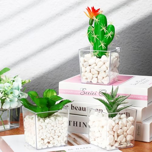 Tioncy 3'' x 3'' 24 Pcs Cube Clear Flower Vase Acrylic Flower Vase Square Acrylic Container Cube Decorative Centerpiece for Plant Home Office Floral Decor - size: 3'' x 3''