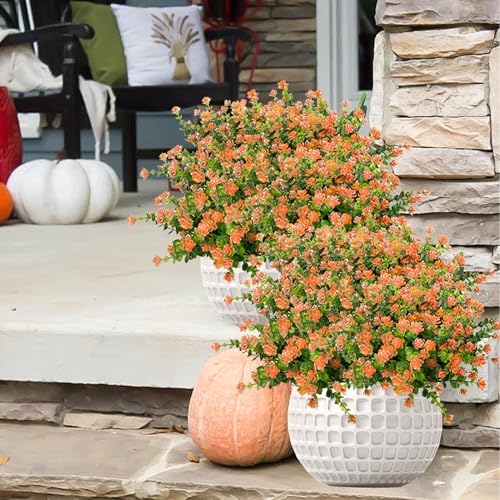NETAP Outdoor Artificial Flowers UV Resistant, 20 Bundles Fake Realistic Floral Greenery Plants for Outside Porch, Window Boxes, Garden, Yard, Inside Home Table Decor, Orange - color: Orange
