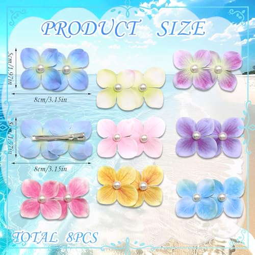 8 PCS Bohemian Flower Hairpin Artificial Hair Clip -Flower Hair Clips Hawaiian Tropical Orchid Hair Clips for Seaside Holiday Bridal Hair Accessories Bobby Pins Headwear for Woman Girl Lady