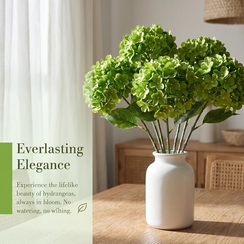 Green hydrangea artificial flowers 10pcs 22in faux hydrangea (10, green) | Bouquets Arrangement for Home Table Centerpieces Wedding Baby Shower Birthday Party Decoration - color: Green
