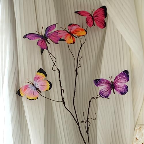 Artificial Butterfly, Silk Butterflys, Butterflies for Crafts for Floral Arrangements, 3D Butterfly Stakes Decor, Patio Plant Pot, Flower Bed Home Decor - color: Purple Series-1 Branch