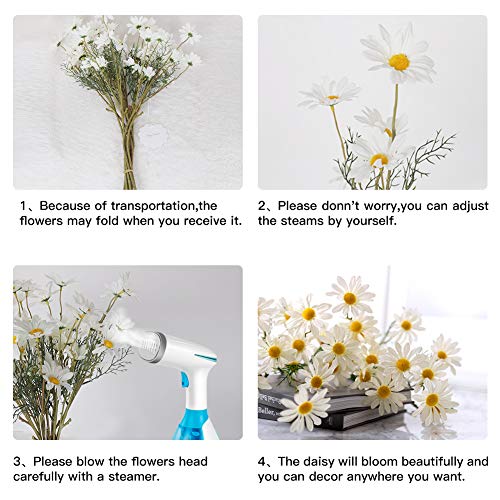 AmyHomie Artificial Daisy Flowers, 10 Bundles Silk Gerber Daisies Bulk, 50 Heads Fake Wildflowers for Home Wedding Party Spring Decor (Milk White - color: Milk White